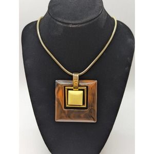 Vintage Crown Trifari Modernist Chunky Runway Pendant Lucite Necklace